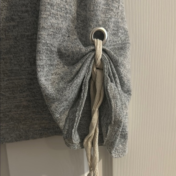 Gray Long Sleeve Top with Ruched Sleeves - Picture 3 of 4